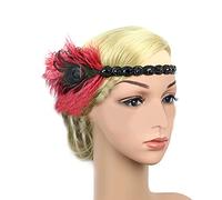 [Kfwfuaee] Mardi Gras Headpiece Flapper Headband Masquerade Headpiece Gut Beads Feather Women Carnival Mardi Gras Women