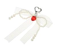 [Kfwfuaee] Multi-purpose Strawberry Bowknot Phone Charm Pendant Fashionable Keychain Jewelry Accessory for Decoration, a