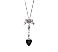 [Kfwfuaee] Mystic Gothic Style Heart Chain Necklace Sturdy Alloy Gothic Jewelry Accessories for Gothic Clothing Lovers with Interlocking Heart Pendant Jewelry Gift, フリーサイズ, As described in the