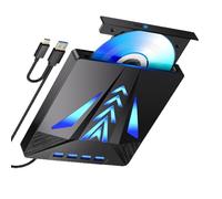 Kfwfuaee Portable 6 Port External Disc Writer External Disk Drive USB3.0 USB2.0 Fast Speed For Laptop Computer PC Device Drive For PC