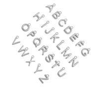 Kfwfuaee Small Circular Letter Pendants Set of 26 Robust Alloy Spells for Necklace Bracelet Craft Components Rust-Related Letters Charm with Rings, one size, As described