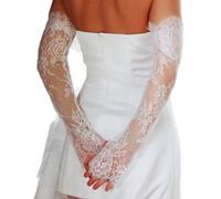 Kfwfuaee Tulle Sheer Gloves Lace Bridal Gloves With Elbow Length For Wedding Ceremony Lace Arm Sleeves For Formal Event Gathering