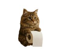 Kfwfuaee Wall-Mounted Cat Toilet Paper Holder Organisers with Resin Building Surface Saving Design for Small Bathrooms Simple Facilities Space Saving Paper Towel Holder