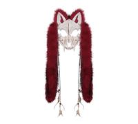 Kfwfuaee Wolf Man Faux Foods Viking Fox Headpiece Fur Animal Mask Wolf Man Cosplay Costume