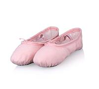 KFXYSM Ballet Shoes for Girls, Ballet Shoes 2 Pairs Professional Child Girls Kids Cotton Canvas Soft Ballet Dance Practice Shoes(Pink,Size 25)