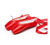 KFXYSM Ballet Shoes for Girls, Ballet Shoes Satin Canvas With Ribbon Cotton Girls Women's Black Red Professional Ballet Dance Pointe Shoes(Red,4.5)