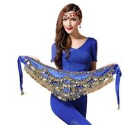 KFXYSM Belly Dance Hip Scarf,Belly Dance Skirt Women's Sweet Belly Dance Belt Newest Multi-color Glass Silk Dancing Scarf Crystal Bellydance Waist Chain Hip(BLUE)