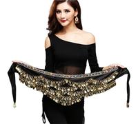 KFXYSM Belly Dance Hip Scarf,Belly Dance Skirt Women's Sweet Belly Dance Belt Newest Multi-color Glass Silk Dancing Scarf Crystal Bellydance Waist Chain Hip(Black)