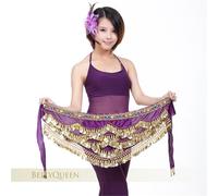 KFXYSM Belly Dance Hip Scarf Women's Sweet Belly Dance Belt Newest Multi-color Glass Silk Dancing Scarf Crystal Bellydance Waist Chain Hip(Purple)