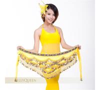 KFXYSM Belly Dance Hip Scarf Women's Sweet Belly Dance Belt Newest Multi-color Glass Silk Dancing Scarf Crystal Bellydance Waist Chain Hip(Yellow)