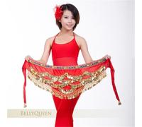 KFXYSM Belly Dance Hip Scarf Women's Sweet Belly Dance Belt Newest Multi-color Glass Silk Dancing Scarf Crystal Bellydance Waist Chain Hip(Red)