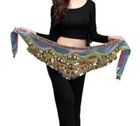 KFXYSM Belly Dance Hip Scarf Women's Sweet Belly Dance Belt Newest Multi-color Glass Silk Dancing Scarf Crystal Bellydance Waist Chain Hip(MULTI)