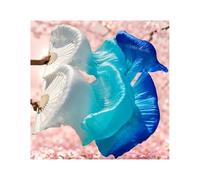 KFXYSM Fan Veils Silk,Dance Silk Long Fans 1 Pair Real Silk Belly Dance Veils Classic Size Bamboo Fan Veil Dancer Preformance Show Props(Color 1,L-180x90cmReal Silk)
