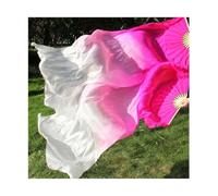 KFXYSM Fan Veils Silk,Dance Silk Long Fans 120cm/150cm/180cm Pure Silk Belly Dance Fan Veil Bamboo Folding 1Pair(1L+1R) Gradient Color Veils Hand Dyed(Color 7,120cm)