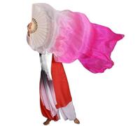 KFXYSM Fan Veils Silk,Dance Silk Long Fans 180cm Long Fan Veil Bellydance Silk Pairs Black White Dance(09,120X90CM)