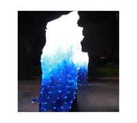 KFXYSM Fan Veils Silk,Dance Silk Long Fans Belly Dance Accessories Silk Veil Fan With 180cm Long Blue And White Lights Practice And Stage Performance Costumes(Right hand-1piece)