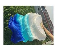 KFXYSM Fan Veils Silk,Dance Silk Long Fans Children Women 1 Pair Silk Long Belly Dance Fan Veils Elegant Gradient Color 120cm 150cm 180cm(As picture-11,150cm)