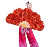 KFXYSM Fan Veils Silk,Dance Silk Long Fans Dance Fan Peony Petal Adult Double Side Yangge Dancing Hand Fans Eventail A Main(A2,Right hand)