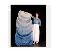 KFXYSM Fan Veils Silk,Dance Silk Long Fans Dyed Pure Natural Silk Fan Veils For Women Belly Dance Performance Costumes And Accessories A Pair(Yellow,M)