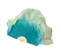 KFXYSM Fan Veils Silk,Dance Silk Long Fans One Pair Silk Veil Fan Bamboo Handle Mint Green Light Color Belly Dance Prop Costume Accessory Double Side Extra Long Flowy 86cm(36cm 15cm,2pcs right hand)