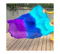 KFXYSM Fan Veils Silk,Dance Silk Long Fans Popular Gradient-Color Belly Dance Real Silk Fan Veil Women Multicolor Long Folding Fans For Stage Performance Props 1Pair(Color 16,1.8X0.9M)