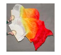 KFXYSM Fan Veils Silk,Dance Silk Long Fans Popular Gradient-Color Belly Dance Real Silk Fan Veil Women Multicolor Long Folding Fans For Stage Performance Props 1Pair(Color 22,1.2X0.9M)