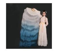 KFXYSM Fan Veils Silk,Dance Silk Long Fans Popular Gradient-Color Belly Dance Real Silk Fan Veil Women Multicolor Long Folding Fans For Stage Performance Props 1Pair(Color 12,1.2X0.9M)