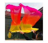 KFXYSM Fan Veils Silk,Dance Silk Long Fans Popular Gradient-Color Belly Dance Real Silk Fan Veil Women Multicolor Long Folding Fans For Stage Performance Props 1Pair(Color 15,1.2X0.9M)