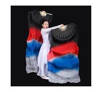 KFXYSM Fan Veils Silk,Dance Silk Long Fans Popular Gradient-Color Belly Dance Real Silk Fan Veil Women Multicolor Long Folding Fans For Stage Performance Props 1Pair(Color 5,1.8X0.9M)