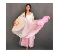 KFXYSM Fan Veils Silk,Dance Silk Long Fans Popular Gradient-Color Belly Dance Real Silk Fan Veil Women Multicolor Long Folding Fans For Stage Performance Props 1Pair(Color 10,1.8X0.9M)