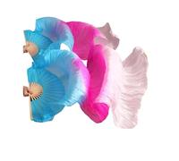 KFXYSM Fan Veils Silk,Dance Silk Long Fans Silk Dance Fan Real Belly Stage Performance Props Fans Hand-dyed Multiple Colors Veils(FS101,1pc Right hand-280cm)