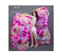 KFXYSM Fan Veils Silk,Dance Silk Long Fans Tie-dyed Belly Dance Fan Veils For Women/Girls 180cm Long Real Natural Silk Fans For DancingA Pair(As the picture-02,M)