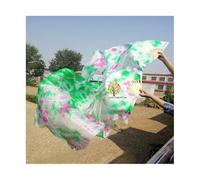 KFXYSM Fan Veils Silk,Dance Silk Long Fans Tie-dyed Belly Dance Fan Veils For Women/Girls 180cm Long Real Natural Silk Fans For DancingA Pair(As the picture-17,M)