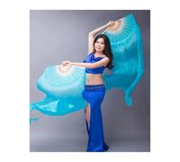 KFXYSM Fan Veils Silk,Dance Silk Long Fans Women Belly Dancing Fan Veils 1 Pair Gradient Color Dancer Practice Long Props 120cm/150cm/180cm(As picture-11,120cm Polyester Fan)