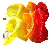 KFXYSM Fan Veils Silk,Dance Silk Long Fans Women Silk Belly Dance Fan,180 * 90 CM Red+Orange+Yellow(04,180cm 1 Pair)