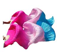 KFXYSM Fan Veils Silk,Dance Silk Long Fans Women Silk Belly Dance Fan Veils 1 pcs Red+Orange+Yellow(Light Green)