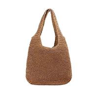KFXYSM Straw bag, Straw Bags for Women Bohemian Straw Bag Summer Handmade Beach Bag Large Capacity Shoulder Bag Vacation Rattan Totes Outdoors Seaside Handbag Bolsas(Khaki)