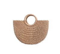 KFXYSM Straw bag, Straw Bags for Women Straw Bags For Women Summer Rattan Bag Handmade Woven Beach Bag Bohemia Bali Handbag Bolsos(Small Brown)