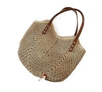 KFXYSM Straw bag, Straw Bags for Women Summer Larger Capacity Shopping Shoulder Bags For Women's Fashion Travel Beach Lady Handbags Top Handel Daily Use Bucket Bag(Creamy-white)