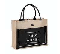 KFXYSM Straw bag, Straw Bags for Women Women Linen Luxury Tote Large Capacity Female Casual Shoulder Bag Lady Daily Handbag Fresh Beach Shopping Bag(Black 30x25x13)