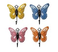 KFZDCG 4 Pcs Butterfly Wall Mounted Hooks, Butterfly Coat Hooks Metal Mounted Wall Hook Creative Butterfly Iron Hook for Hanging Coat, Hat, Key, Towel, Scarves, Handbag
