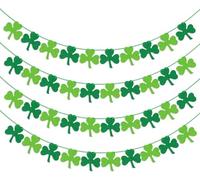 KFZR 4Pcs Felt Shamrock Clover Garland Banner Decorations St. Patrick's Day Decor Irish Party Supplies Green