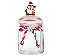 KFZR Christmas Candy Jar Glass Cookie Storage Containers with Novelty Ceramic Lid (Penguin)