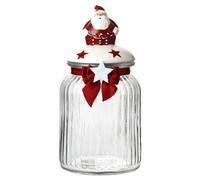KFZR Christmas Candy Jar Glass Cookie Storage Containers with Novelty Ceramic Lid (Santa Claus)