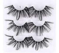 KFZR Eyelashes False Eyelashes Faux Mink Fake Lashes Fluffy Eye Lashes Thick Dramatic Volume Long Soft For Makeup 3 Pairs NO Glue (Style 1-25mm)