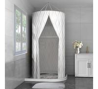 KFZXLSU Round Shower Curtain 100x200 cm Hanging Bathroom Curtains Polyester Waterproof Portable Shower Curtain Sets for Outdoor Camping, Travel, Indoors Shower (80 X 200 CM, Diamond Pattern)
