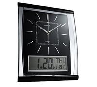 KG Homewares AMPLUS Silent Sweep Wall Clock With Large Digital Month/Date/Day Calendar Display In Black, Resin, 300 X 70 X 370
