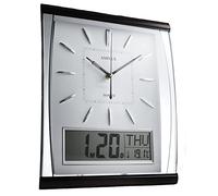 KG Homewares Silent Sweep Wall Clock With Large Digital Month/Date/Day Calendar Display In White