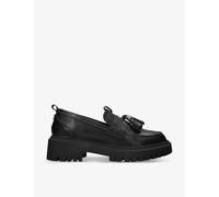 Kg Kurt Geiger Womens Black Maggie Tassel-detail Vegan Faux-leather Loafers Eur 40 / 7 Uk Women