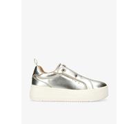 Kg Kurt Geiger Womens Gold Lucia Branded Metallic Faux-leather Low-top Trainers Eur 37 / 4 Uk Women
